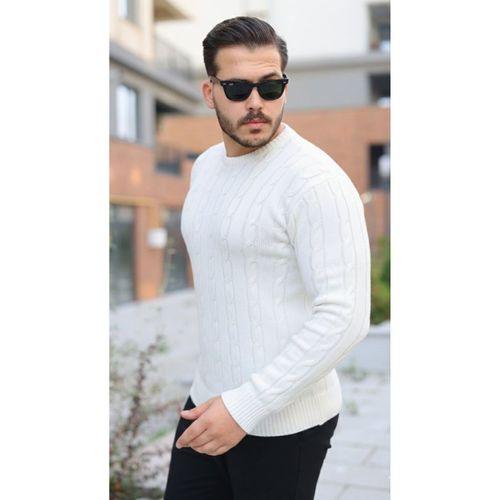 Erkek Örgü Desen Bisiklet Yaka Kazak