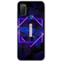 TCL 20E Kılıf HD Desen Baskılı Arka Kapak - Dark Neon Yaprak İ Harfi