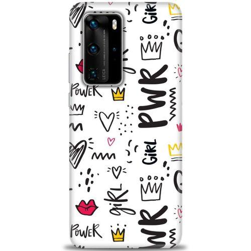Huawei P40 Pro Kılıf HD Baskılı Kılıf - Power Girl + Tam Ekran Koruyucu