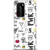 Huawei P40 Pro Kılıf HD Baskılı Kılıf - Power Girl + Tam Ekran Koruyucu