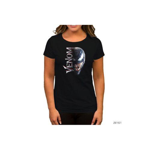 Venom Half Face Siyah Kadın Tişört