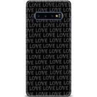 Samsung Galaxy S10 Plus Kılıf HD Baskılı Kılıf - Black Love + Tam Ekran Koruyucu