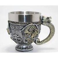 3d Ejderha Figürlü Kabartmalı Paslanmaz Çelik Kupa Bardak
