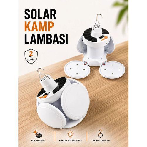 Kamp Lambası Işıldak Beyaz Işık Güneş Enerjili Solar Aydınlatma 5 Kanatlı Katlanabilir