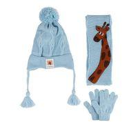 Kitti Kitti Bebe Erkek Atkı Bere Eldiven Takım (1-4 Yaş) K24160-09 Açık Mavi