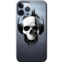 MRCİLETİSİM iPhone 13 Pro Kılıf HD Desen Baskılı Arka Kapak + Temperli Cam - Müzik Kurukafa