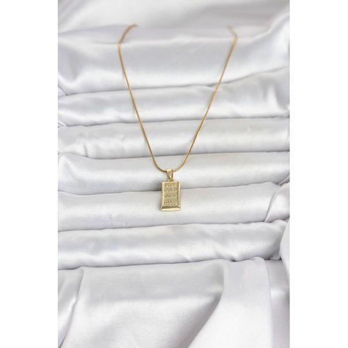 316L Çelik Zincir Gold Renk Külçe Altın Model Kadın Kolye
