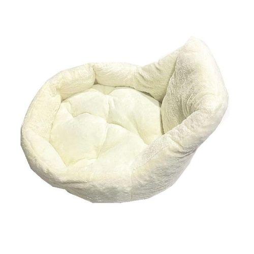 Süslüpati Kullanışlı Yıkanabilir Kumaş Silikon Elyaf Dolgulu Kedi Köpek Yatağı Krem 56Cm