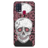 Samsung Galaxy M31 Uyumlu Kılıf Pembe Delisi (36) Glitter Kılıf Kurukafa