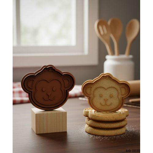 Gülümseyen Maymun Yüzü Kurabiye Kalıbı – Çift Parça Hamur Kesici, Şeker Hamuru ve Oyun Hamuru İçin