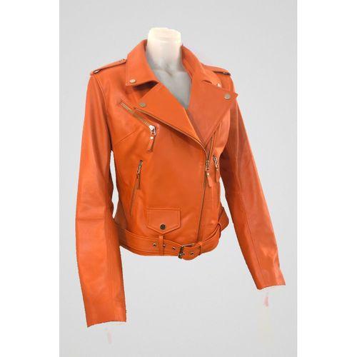 Tannery Leather Kadın Deri Ceket Turuncu N-1025