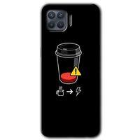 Oppo Reno 4 Lite Kılıf Baskılı Kapak - Coffee Battery + 5D Tam Kaplayan Cam
