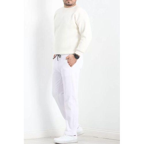 pilelistore Örme Kumaş Pantolon Beyaz