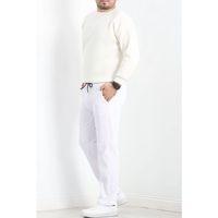 pilelistore Örme Kumaş Pantolon Beyaz