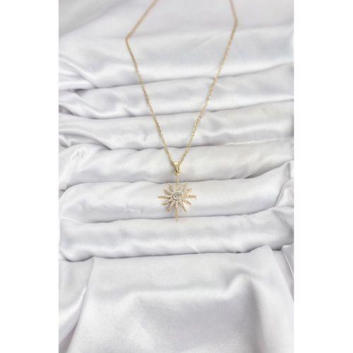 316L Çelik Zincir Gold Renk Kutup Yıldızı Model Zirkon Taşlı Kadın Kolye