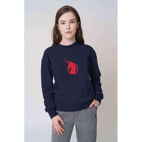 Earth Federation Logo Baskılı Indigo Mavi Kadın Sweatshirt