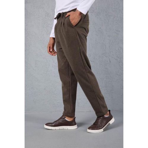 Milos Relax Fit Örme Kaşe Kumaş Fermuarlı Beli Lastikli Jogger Erkek Pantolon - Vizon