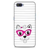 Lopard Oppo Realme C2 Uyumlu Kılıf Kediler (16) Kalın Kılıf Fuşya Gözlük