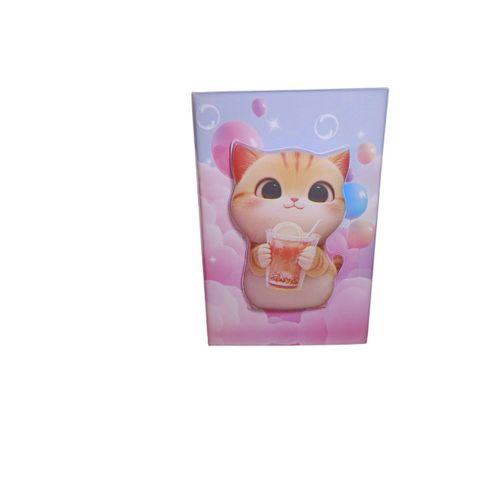 LİNEA PUFFY KABARTMA YÜZEY ( 14*20 CM) 80 YAPRAK RENKLİ ÇİZGİLİ HATIRA DEFTERİ ( Drinking Cat)