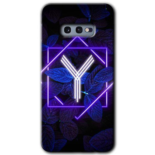 Potkal Hediye Fabrikası Samsung Galaxy S10e Kılıf HD Desen Baskılı Arka Kapak - Dark Neon Yaprak Y Harfi