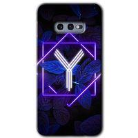Potkal Hediye Fabrikası Samsung Galaxy S10e Kılıf HD Desen Baskılı Arka Kapak - Dark Neon Yaprak Y Harfi