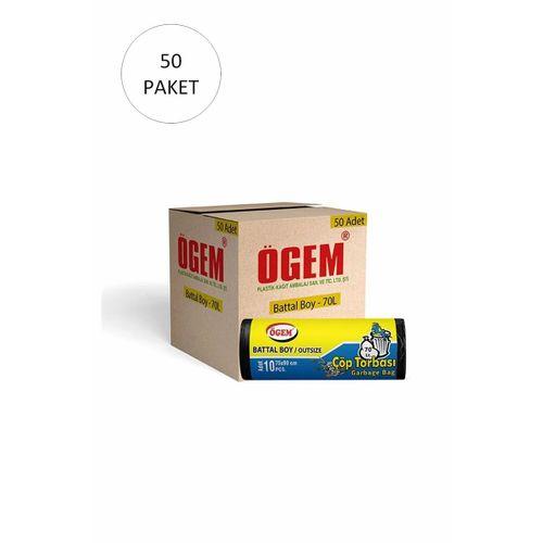 Battal Boy Çöp Torbası 75 x 90 cm 10 Lu Rulo x 50 Paket = 500 Adet (Siyah)