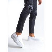 BA0580 Bağcıksız Kuşaklı Yüksek Taban Beyaz Cilt Erkek Ayakkabı