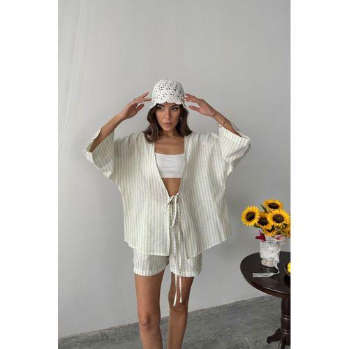 ÇİZGİLİ TUNİK -  ŞORT TAKIM - Yeşil