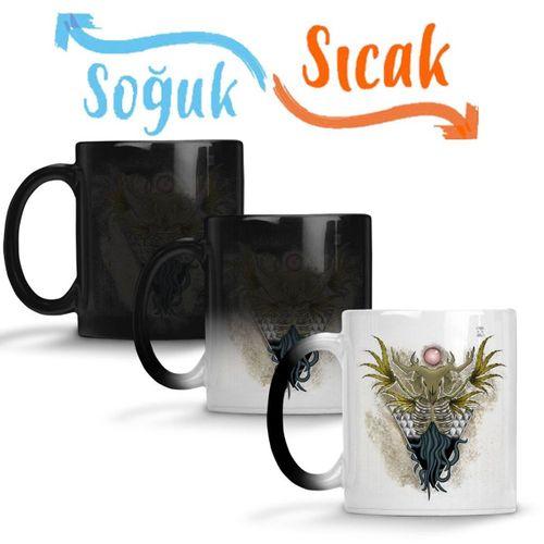 Skull Devil Color Branca Sihirli Kupa Bardak Porselen
