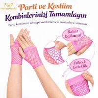 80’ler 90’lar Retro Neon Pembe File Parmaksız Kısa Eldiven 11 cm