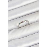 Pirinç Gümüş Renk Renkli Zirkon Taşlı Kadın Yüzük