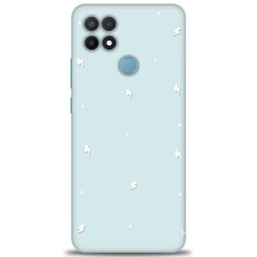 Oppo A15S Kılıf HD Baskılı Kılıf - Beyaz Şimşekler + Tam Ekran Koruyucu