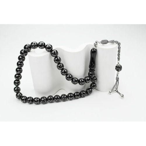 Oltu Taşı Küre Çember Yön İşlemeli Tespih