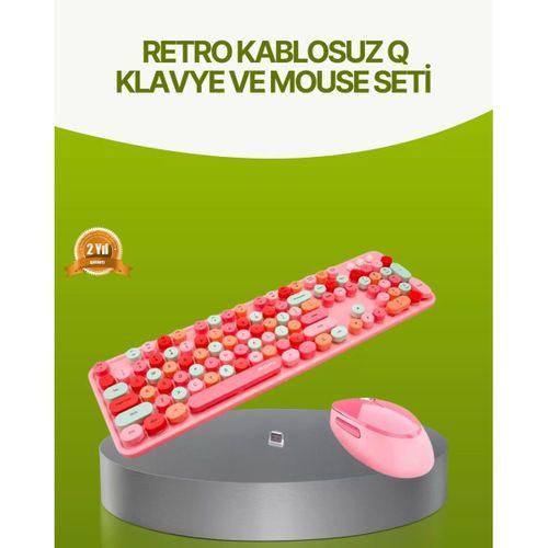 Bluetooth Retro Kablosuz Klavye Ve Mouse Seti – 3 Cihaz Bağlantılı, Sessiz Tuş, Uzun Pil Ömrü
