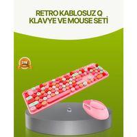 Bluetooth Retro Kablosuz Klavye Ve Mouse Seti – 3 Cihaz Bağlantılı, Sessiz Tuş, Uzun Pil Ömrü