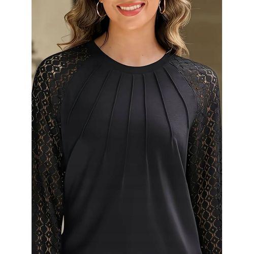 Kadın Uzun Kollu Yarı Balıkçı Yaka önü Nervürlü Viskon Iki Iplik Bluz