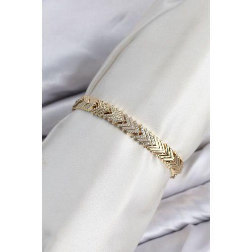 CM Çavuş Model Zirkon Taşlı VIP Seri Gold Renk Pirinç Kadın Bileklik
