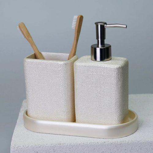 By Selim Linen İnci 5 Parça Polyester Banyo Seti