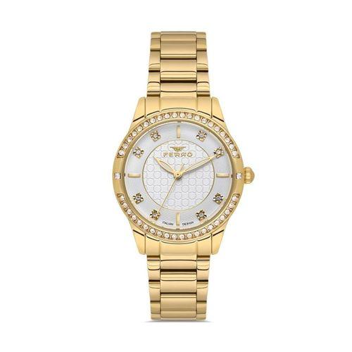 Ferro Quartz Çelik Altın Rengi 32 mm Kadın Kol Saati