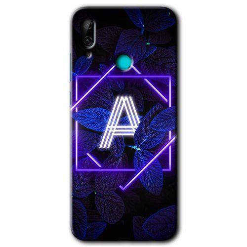 Potkal Hediye Fabrikası Huawei P smart 2019 Kılıf HD Desen Baskılı Arka Kapak - Dark Neon Yaprak A Harfi