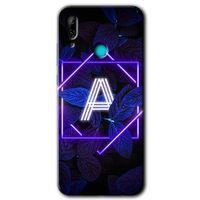 Potkal Hediye Fabrikası Huawei P smart 2019 Kılıf HD Desen Baskılı Arka Kapak - Dark Neon Yaprak A Harfi