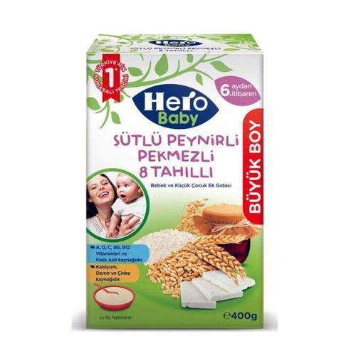 Hero Baby Sütlü 8 Tahıllı Peynirli Pekmezli Ekonomik Paket Kaşık Mama 400 Gr