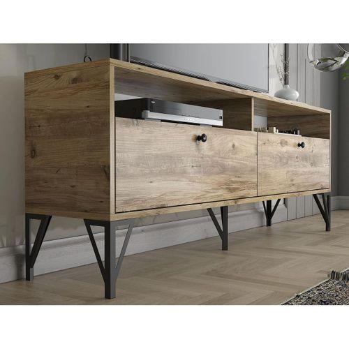 Wood'n Love Astreo 160 Cm Metal Ayaklı Tv Ünitesi - Atlantik Çam / Siyah