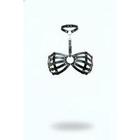 Siyah Göğüs Harness Yaka Detaylı Kafes Yapılı Deri - Brf1408