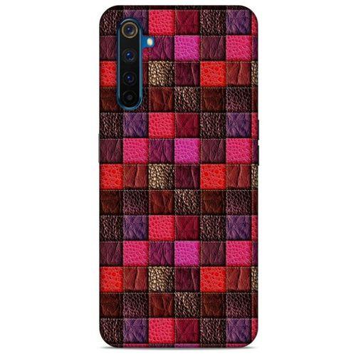 Oppo Realme 6 Kılıf Patchwork (22) Tam Koruma Kılıfı Fuşya Bordo