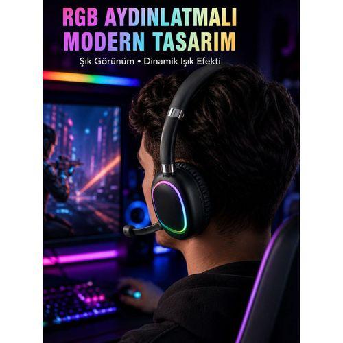 Rgb Işıklı Bluetooth Mikrofonlu Kulaklık Uzun Süreli Kullanım Type-c