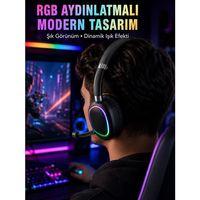 Rgb Işıklı Bluetooth Mikrofonlu Kulaklık Uzun Süreli Kullanım Type-c