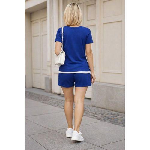 Kadın Kısa Kollu Bisiklet Yaka Viskon Iki Iplik Bluz Ve Short Ikili Takım