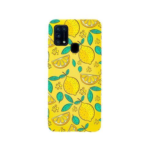 Samsung M21 Limon Desenli Premium Silikonlu Sarı Telefon Kılıfı