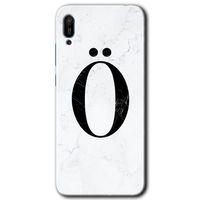 Huawei Y6 2019 Kılıf Baskılı Kapak - Beyaz Mermer Desenli Ö Harfi +Tam Kaplayan Mat Seramik